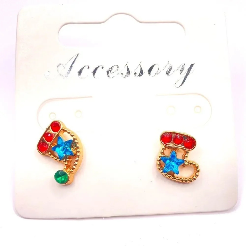 Gold Asymmetrical Christmas stud earrings
